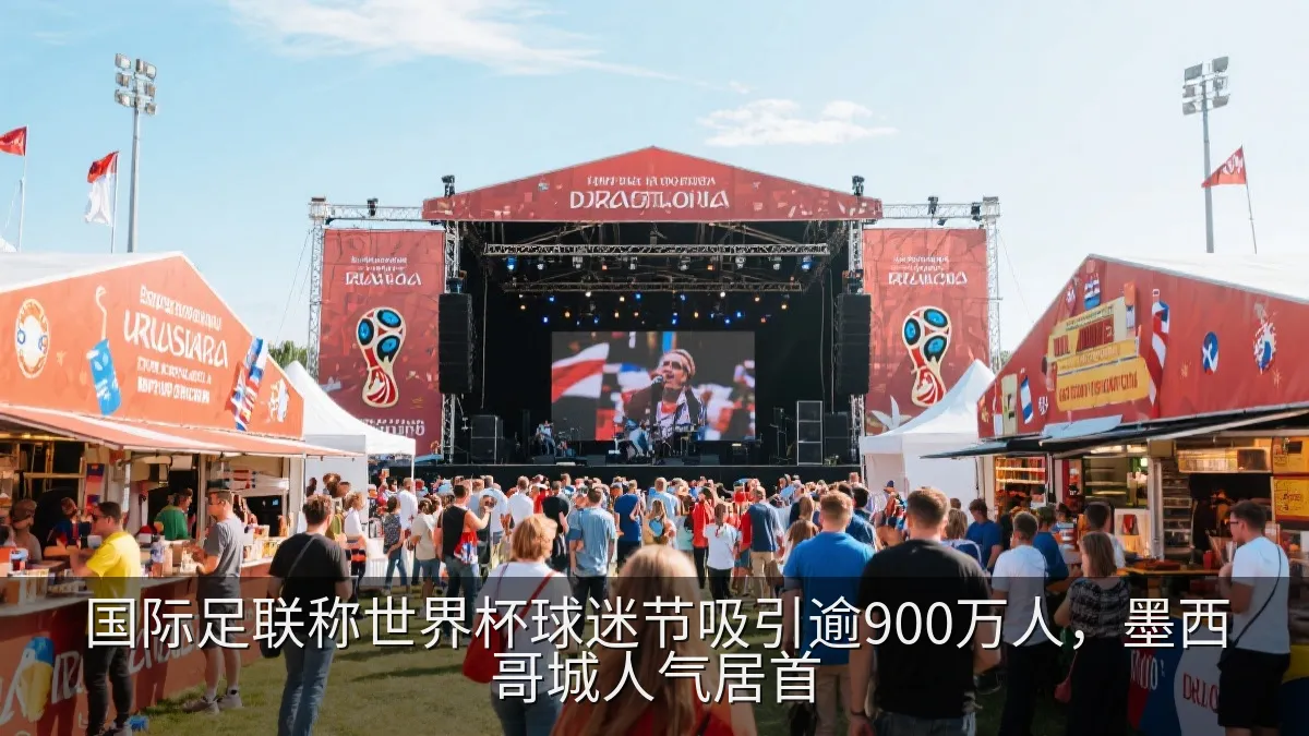 世界杯球迷活动现场的音乐与餐饮区域